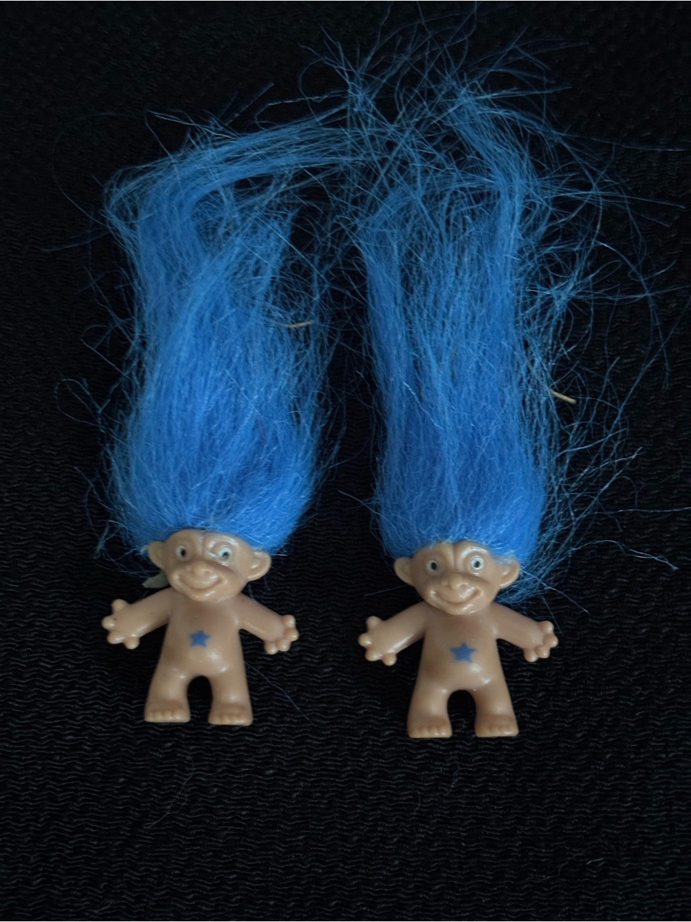 Blue Hair Mini Troll Earrings - Blue